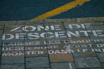 View of an information to protect yourself from the coronavirus in the street of Reims, a city in...