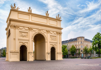 Fototapeta na wymiar The Brandenburg Gate (German: Brandenburger Tor) on the Luisenplatz in Potsdam
