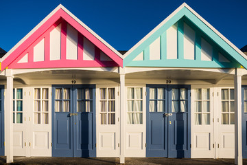 Beach Huts at Greenhill Weymouth on a Summer's morning