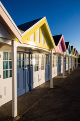 Beach Huts at Greenhill Weymouth on a Summer's morning