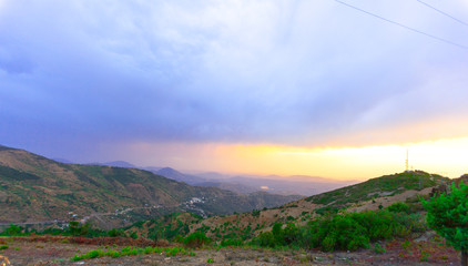 Amazing mountain landscape. natural outdoor travel background. Summer mountain landscape in morocco - taberrant. sunset