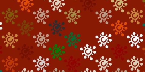 Light Green, Yellow vector background with covid-19 symbols.