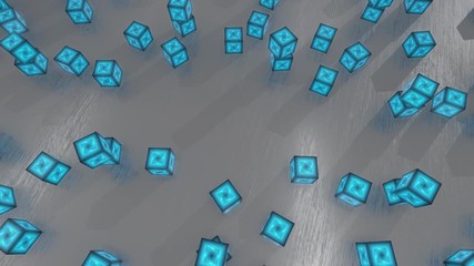 Seamless looping 3d animated blue boxes - Powered by Adobe