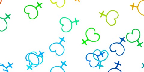 Light Blue, Yellow vector backdrop with woman's power symbols.