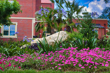 garden, flower, nature, tree, red, flowers, plant, house, green, summer, sky, berries, blossom, park, pink, flora, spring, leaf, bush, color, blue, grass, trees, gardening, beautiful