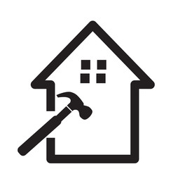 house repair on white background. house repair logo. home and hammer sign.