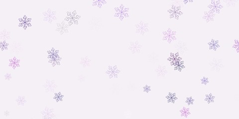 Light purple vector doodle texture with flowers.