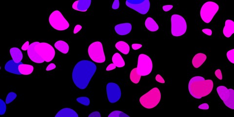 Fototapeta na wymiar Dark purple, pink vector backdrop with chaotic shapes.