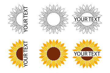 Collection of sunflower icons banners package labels templates - Vector illustration.