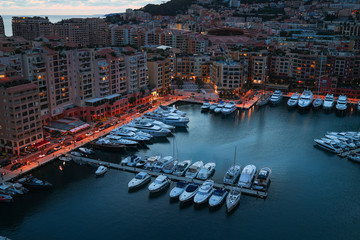 Evening  views of stress and harbour of Monaco 