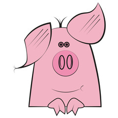 Cute Pink Piggy vector on a white background