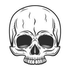 Skull without jaw in vintage monochrome style isolated vector illustration