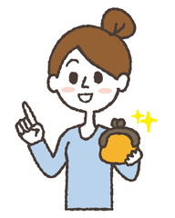 節約する賢い女性のイラスト