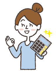 家計を上手にやりくりする女性のイラスト