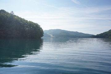 A calm lake in the morning in Japan, Nagano, Aoki lake