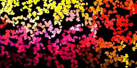 Dark pink, yellow vector background with random forms.