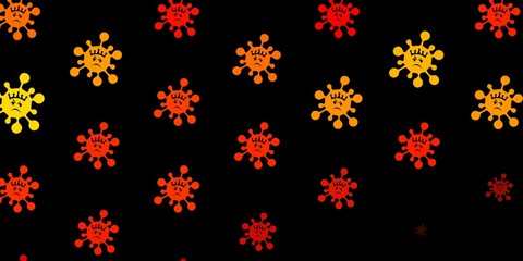 Plakat Dark orange vector backdrop with virus symbols.