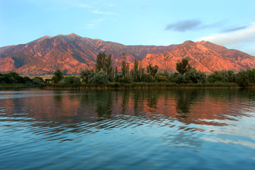 Mt Nebo reflecting in the Burriston Ponds in Utah.