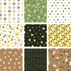 Collection vector seamless patterns of autumn leaves