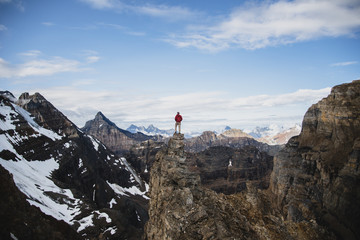 Mountaineer Atop of Mountain Peak
