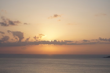 Obraz premium beautiful summer sunset into the sea in Japan