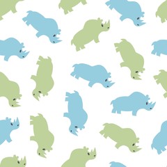 Colorful rhinos vector seamless pattern
