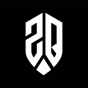 zq logo monogram with emblem shield style design template
