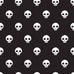 Abstract black and white head skull vector seamless pattern