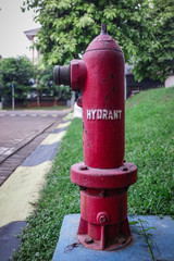 Fototapeta na wymiar Close up red hydrant pump
