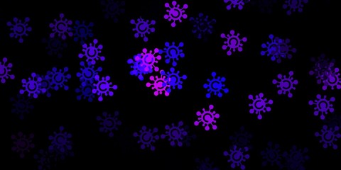 Dark purple vector pattern with coronavirus elements.