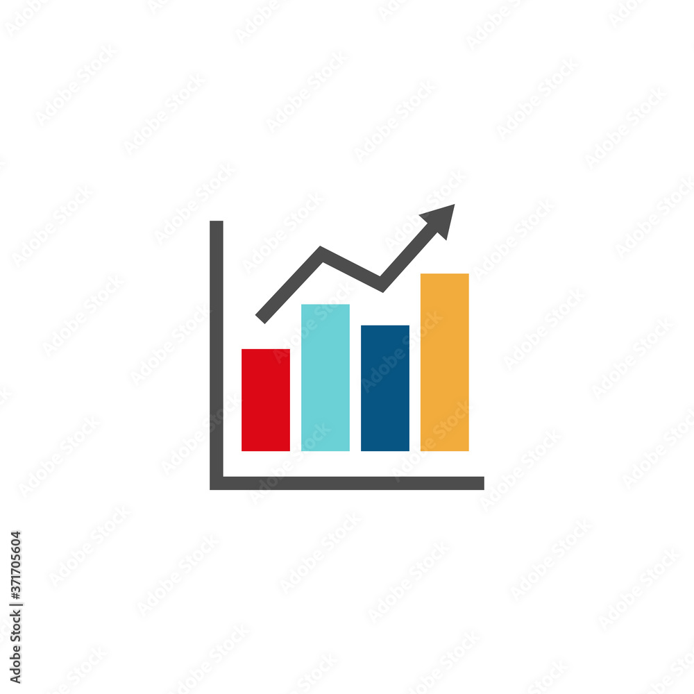Poster growing graph icon, growing graph sign and symbol vector design