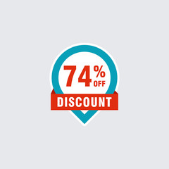 74 discount, Sales Vector badges for Labels, , Stickers, Banners, Tags, Web Stickers, New offer. Discount origami sign banner