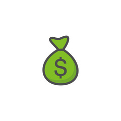 money bag icon, money bag sign and symbol vector design