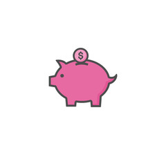 Piggy bank icon, Piggy bank sign and symbol vector design
