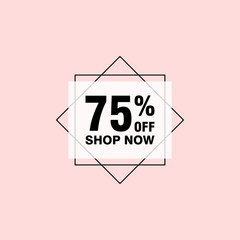 75 discount, Sales Vector badges for Labels, , Stickers, Banners, Tags, Web Stickers, New offer. Discount origami sign banner