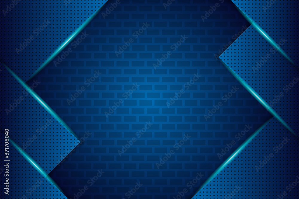 Poster abstract geometric background with blue gradient. dot and brick pattern element use transparency bla