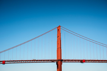 Golden Gate Bridge detail with blue sky