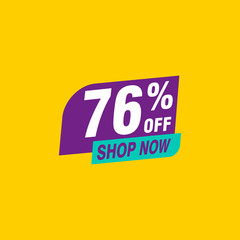 76 discount, Sales Vector badges for Labels, , Stickers, Banners, Tags, Web Stickers, New offer. Discount origami sign banner