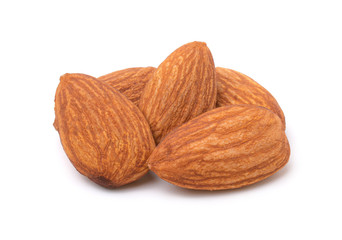 Almonds isolated on white background.