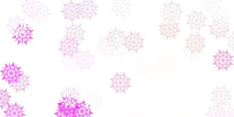 Light pink vector texture with bright snowflakes.