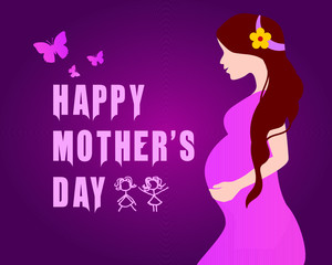 Obraz na płótnie Canvas Happy Mother's Day on 10 May. Elegant vector layout with beautiful pregnant mom.