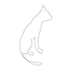 Cat animal silhouette one line drawing. Vector illustration