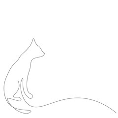 Cat silhouette one line drawing. Vector illustration