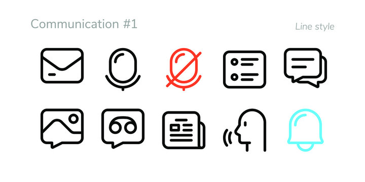 A set of nifty outline communication icons for web or app interface and presentation projects (Volume #1)