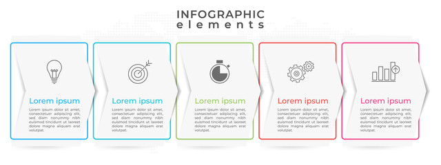 Modern timeline infographic template 5 options.