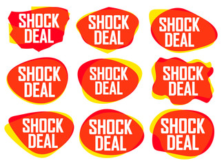 Shock Deal, set sale bubble banners design template, discount tags, vector illustration