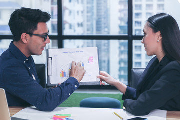 Business people or woman or professional lady officer sitting and thinking and working in office 