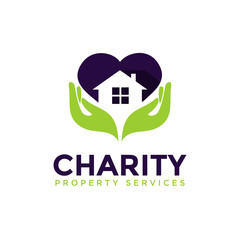 Charity Property Service logo, support the house in the heart vector