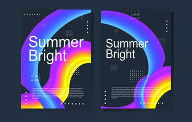Naklejka premium Summer bright party poster. Club night vector template. Abstract gradients waves music background