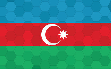 Azerbaijan flag illustration. Futuristic Azerbaijani flag graphic with abstract hexagon background vector. Azerbaijan national flag symbolizes independence.